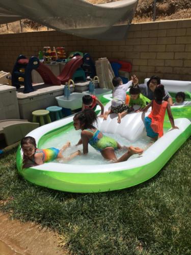 Cooling off with a quick dip in the pool